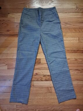 Hilary Radley Gray Plaid Straight-Leg Trousers